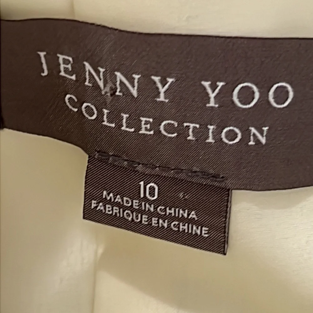Jenny‎ Yoo Ivory Sage Maia Printed Tulle Sweetheart Strapless Dress Women Medium
